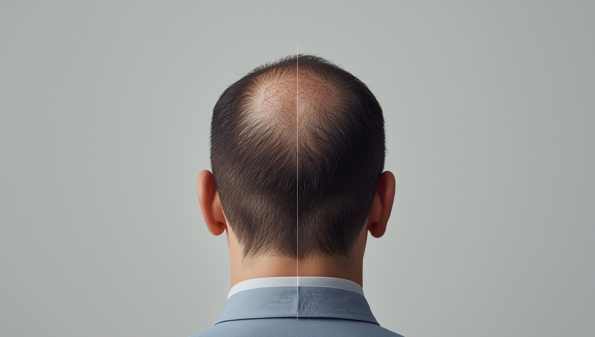 Illustration comparing FUE and FUT hair transplant methods, highlighting scar visibility and recovery differences.