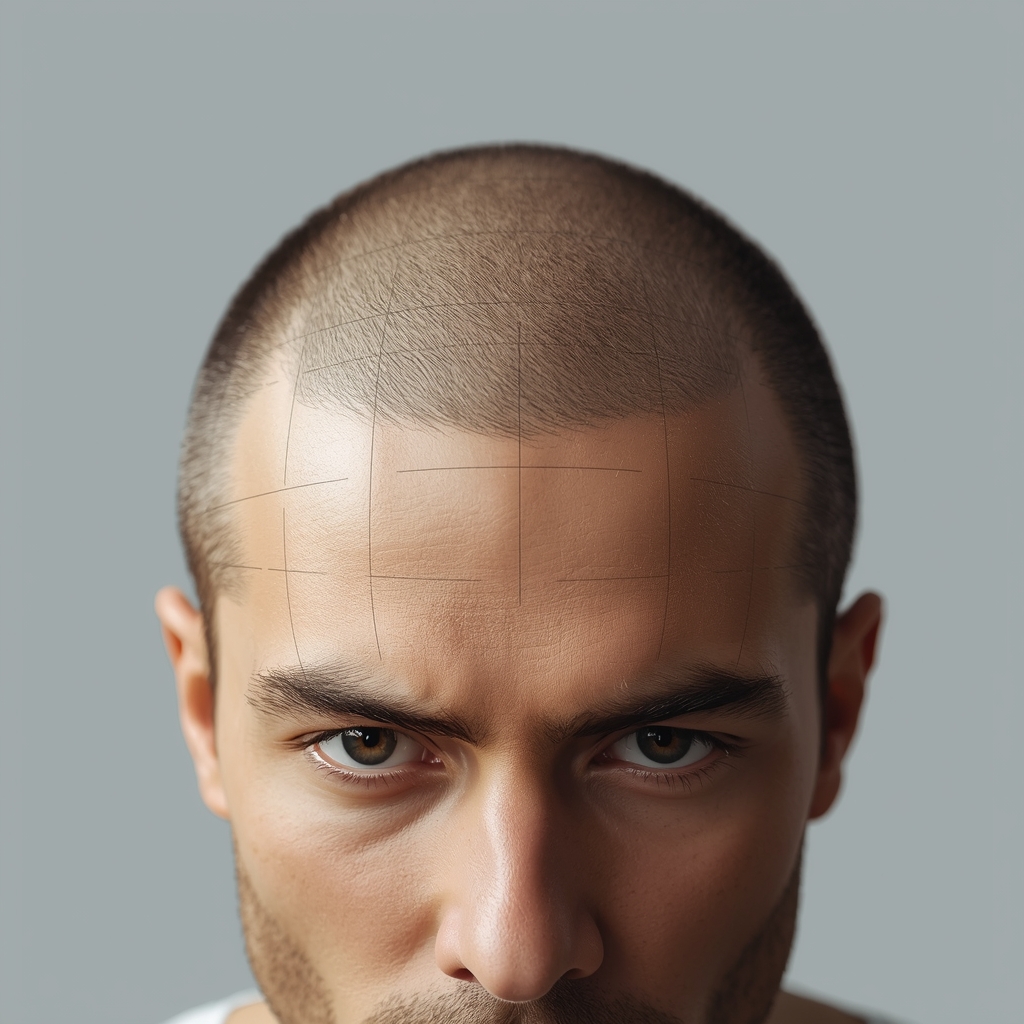 Hairline design concept showing natural hair transplant planning with precise follicle placement for undetectable results